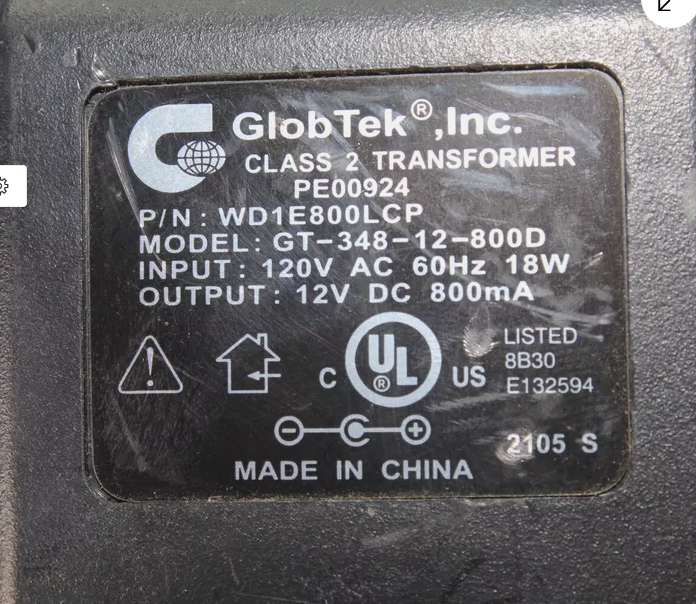 *Brand NEW*GLOBTEK GT34812800D Output 12V 800mA AC Adapter Charger Power Supply