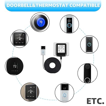 Doorbell Transformer, 24V 500MA Doorbell Power Adapter - Compatible with Ring, Wyze, Nest, Eufy, Arlo Wireless Doorbell Transformer, 24V 500MA Doorbell Power Adapter - Compatible with Ring, Wyze, Nest, Eufy, Arlo Wireless
