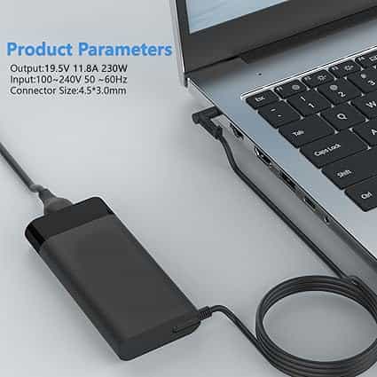 New 230W 4.5mm Blue Tip Charger Compatible with HP M41303-001 Omen 15 16 Victus 16 Zbook Fury 16 G8 G9 G10 TPN