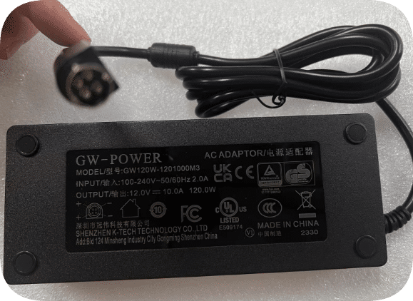 *Brand NEW*GW-POWER Guanwei 12V10A 100W power adapter left negative right positive four-pin plug 4-core port c