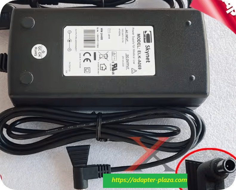 *Brand NEW*SKynet WM24480 24V 2.5A Power Adapter for CPAP Machines (Round Port with Needle) - Charging Cable a *Brand NEW*SKynet WM24480 24V 2.5A Power Adapter for CPAP Machines (Round Port with Needle) - Charging Cable a
