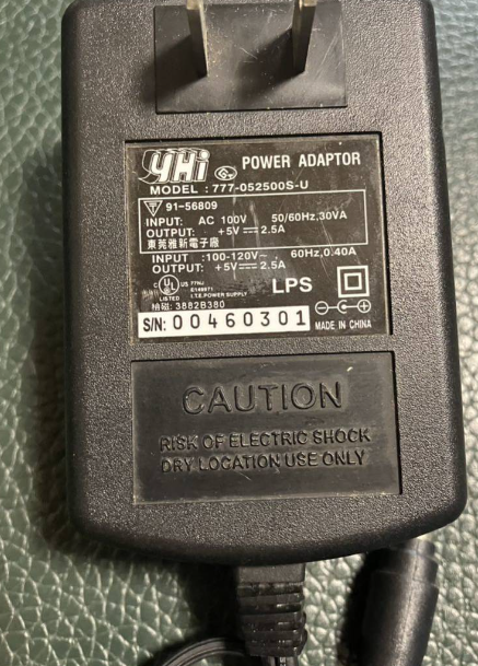 *Brand NEW*yHi 777-052500S-U 5V 2.5A AC/DC Adapter Power Supply - Click Image to Close