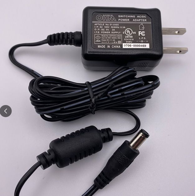 *Brand NEW* OHM AC100V 01-0485 5V 2A AC ADAPTER Power Supply - Click Image to Close