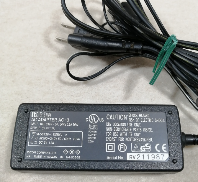 *Brand NEW*RICHO AC-3 5V 1.7A AC ADAPTER Power Supply - Click Image to Close