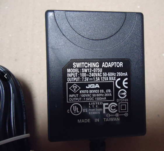 *Brand NEW*7.5V 1.5A AC ADAPTER KYOTO DEVICE SWITCHING ADAPTOR SW12-075U Power Supply - Click Image to Close