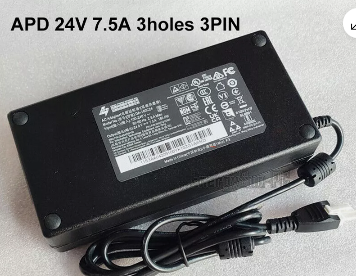 *Brand NEW*Original APD DA-180C24 24V 7.5A 180W AC Adapter 3holes 3PIN Power Supply