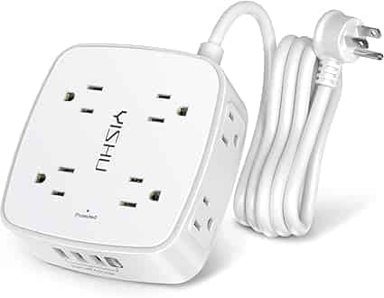 6 Ft Surge Protector Power Strip - 8 Widely Outlets with 4 USB Ports, 3 Side Outlet Extender with 6 Feet Exten