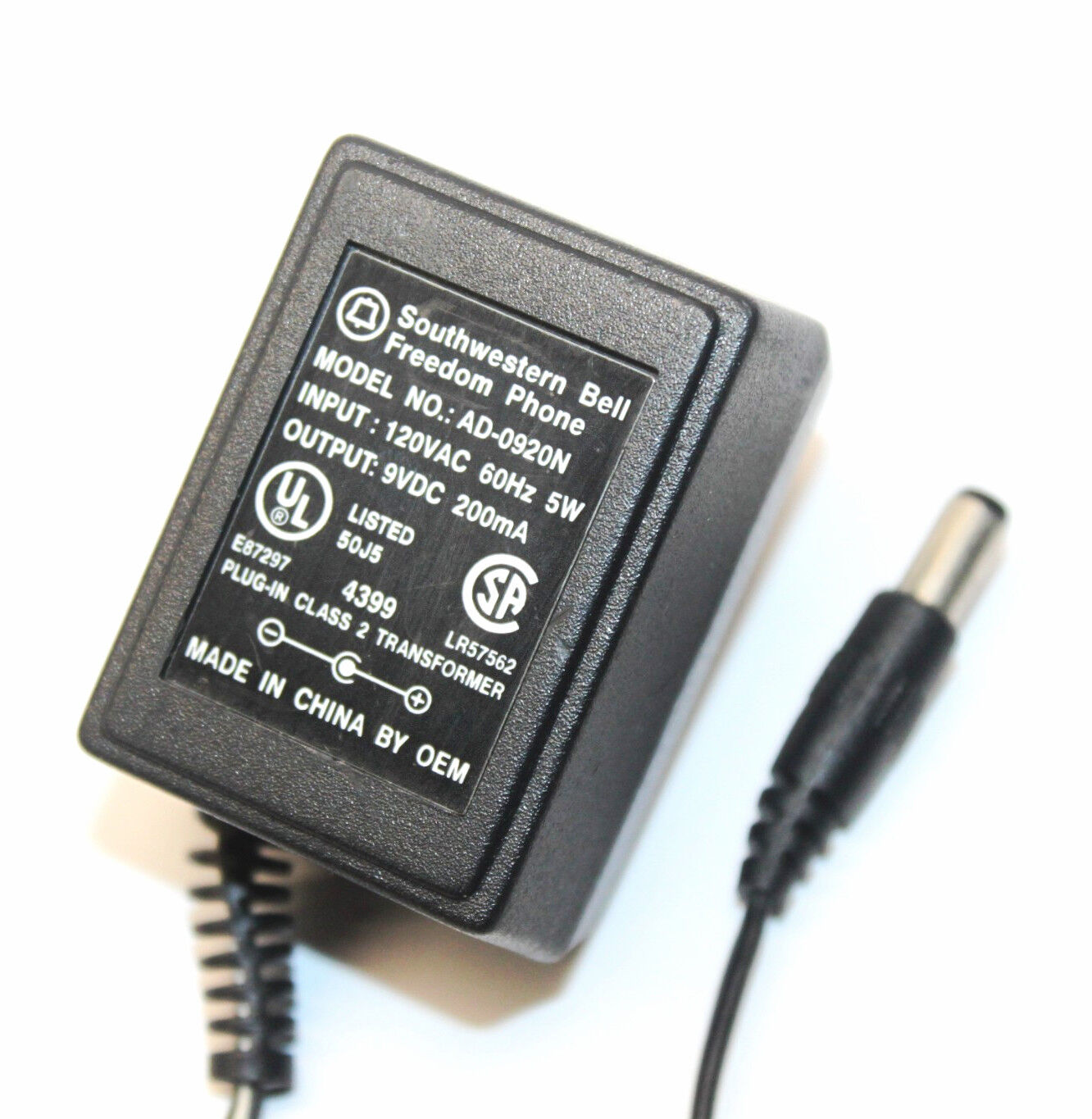 *Brand NEW*Southwestern Bell AD-0920N Plug-In Class 2 Transformer DC 9V 200mA AC Adapter