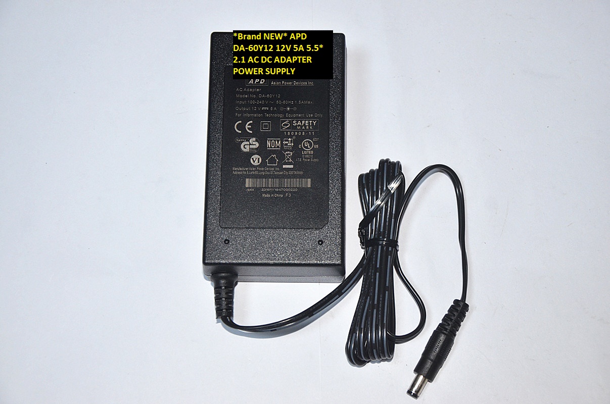 *Brand NEW* 5.5*2.1 APD 12V 5A DA-60Y12 AC DC ADAPTER POWER SUPPLY