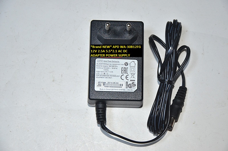 *Brand NEW*APD AC100-240V 50/60Hz 12V 2.5A WA-30B12FG 5.5*2.1 AC DC ADAPTER POWER SUPPLY