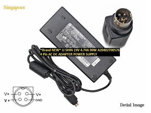 *Brand NEW* 4 Pin LI SHIN 19V 4.74A 90W A20402T00576 AC DC ADAPTER POWER SUPPLY