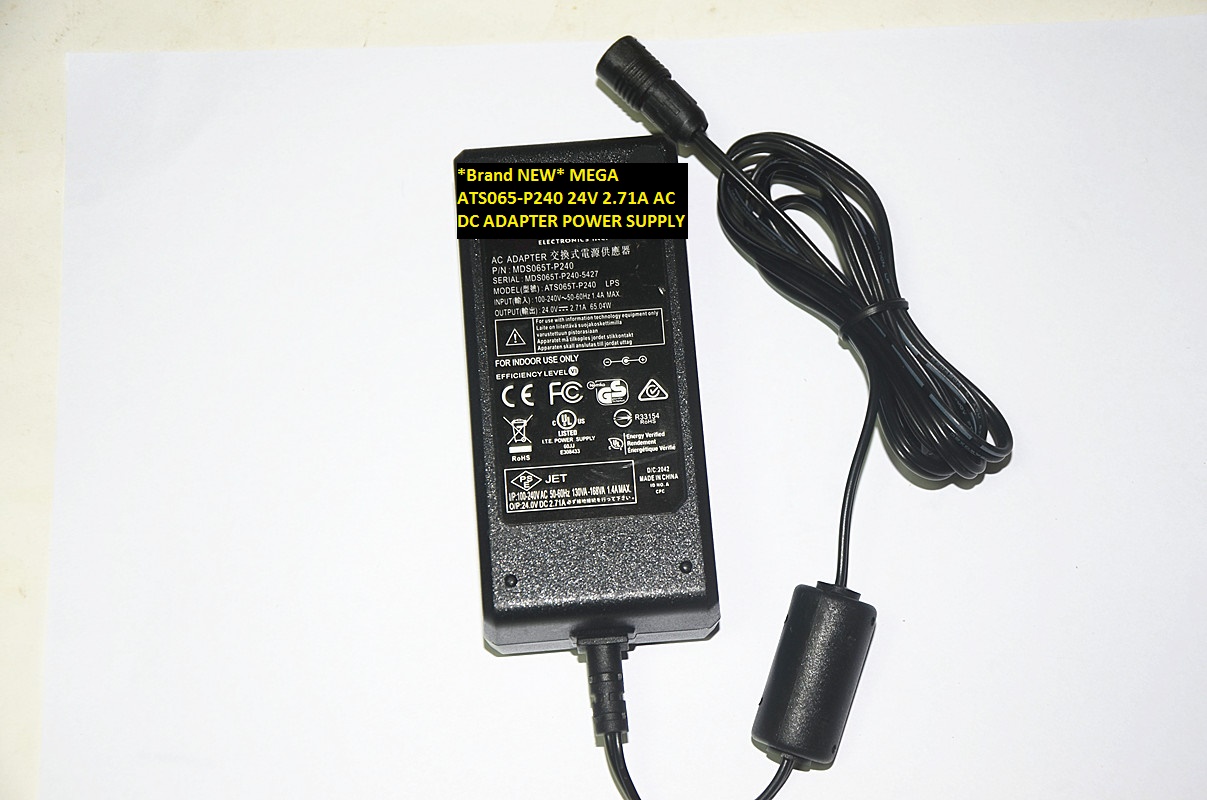 *Brand NEW* AC DC ADAPTER MEGA 24V 2.71A ATS065-P240 POWER SUPPLY