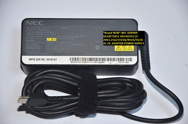 *Brand NEW* NEC 20V2.25A/15V3A/9V2A/5V2A ADLX45YLC2C ADP009 SA10E75851 AC DC ADAPTER POWER SUPPLY