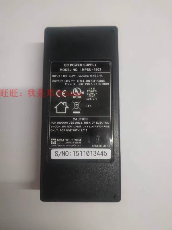 *Brand NEW*48v 0.32a AC DC Adapter POE W815N MPSU-4803 POWER Supply - Click Image to Close