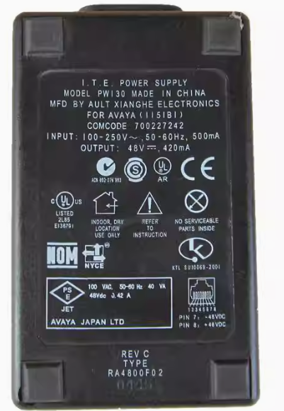 *Brand NEW*Original I.T.E PW130 AVAYA IP 1151B1 PHONE-7 +8 48V 420mA AC ADAPTER Power Supply