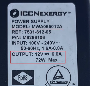 *Brand NEW*Original MWA065012A ICCNEXERGY 12V 6A AC/DC ADAPTER Power Supply