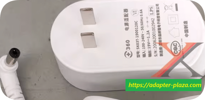 *Brand NEW* SK03T-1900120C White 360 ​​Senshuqiang 19V1.2A power adapter sweeper curved L-head charging cable
