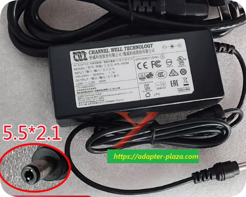 *Brand NEW*CWT KPL-060M-VI/KPL-060M Qiaowei 24V 2.5A power adapter round port 5.5*2.5 charging cable DC24V60W
