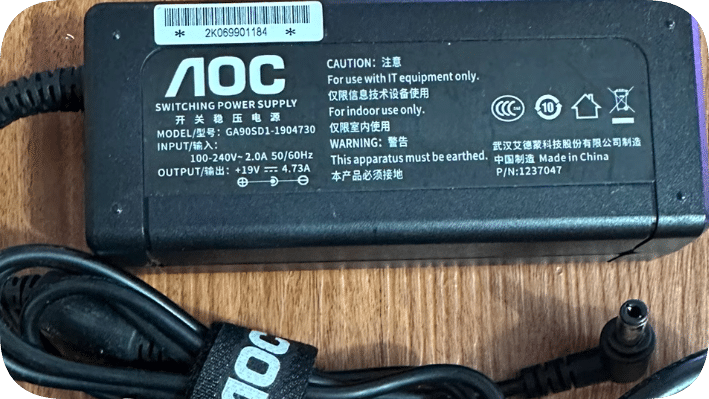 *Brand NEW*AOC computer all-in-one 236A7394 charger cable 19V4.73A power adapter cable transformer