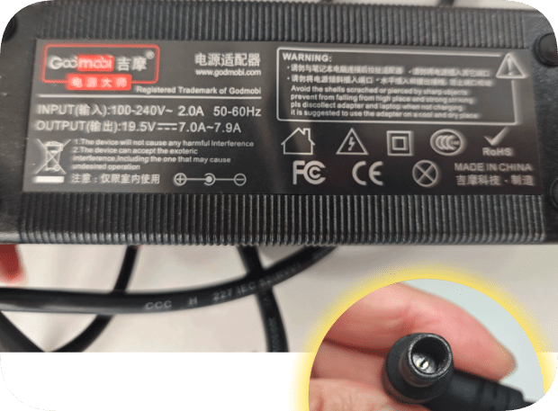 *Brand NEW*Compatible with Godmobi power adapter Power Master output 19.5V 7.0A~7.9A large port with pin