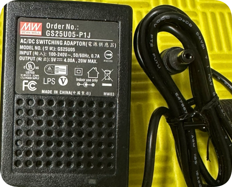 *Brand NEW*Mean Well GS25U05-P1J Power Adapter 20W5V4A DC Regulated Energy-Saving Charger 5.5*2.1mm *Brand NEW*Mean Well GS25U05-P1J Power Adapter 20W5V4A DC Regulated Energy-Saving Charger 5.5*2.1mm