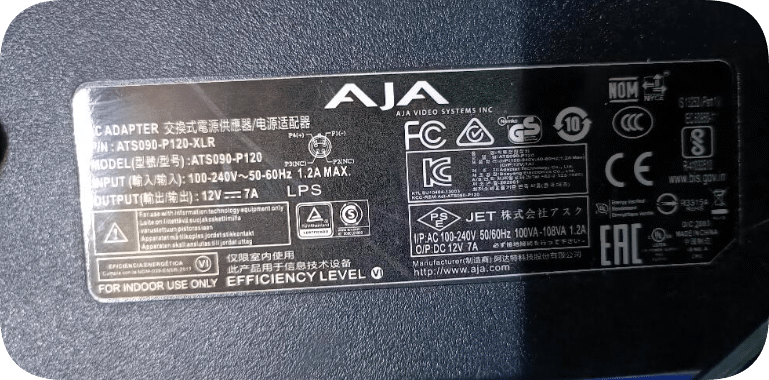 *Brand NEW*AJA 12VDC 7.0A Power Adapter ATS090-P120 Video Recorder Ki Pro Ultra Plus Charger Cable 7A