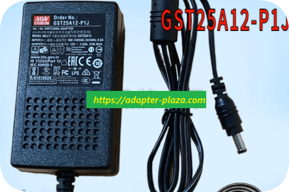 *Brand NEW*Mean Well GST25A12-P1J Original 25W Three-Prong Industrial Switching Power Adapter (12V 2.08A) from