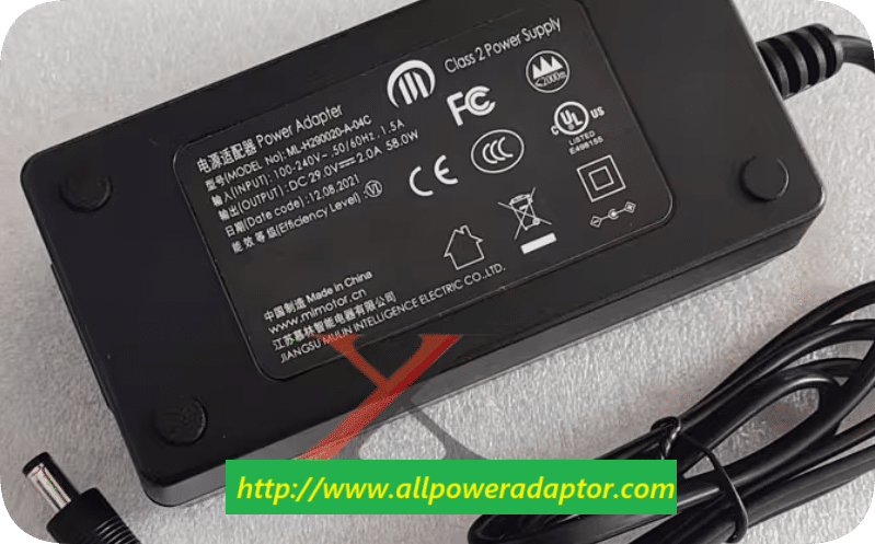 *Brand NEW*Mulin 29V 2A Power Adapter Universal 29V 1.8A 1.5A Round Plug Sofa Charging Cable Transformer ML-H2