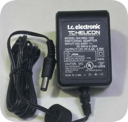 *Brand NEW*TC Helicon Voicetone E1 Effects Pedal SA106C-12S 12V 0.4A 4.8W Charger Cable
