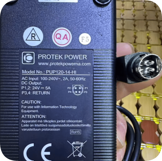 *Brand NEW*PROTEK POWER model PUP120-14-HI output 24V 5A round port four-pin charger transformer cable