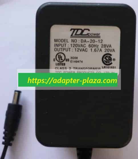 *Brand NEW*12VAC 1.67A AC ADAPTER TDC POWER DA-20-12 2.5x5.5mm New 12