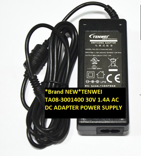 *Brand NEW*30V 1.4A AC DC ADAPTER TENWEI TA08-3001400 POWER SUPPLY