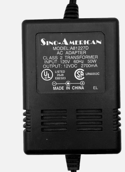 *Brand NEW* 12VDC 2.7A 50W AC ADAPTER SINO-AMERICAN A81227D SWITCHING CLASS 2 TRANSFORMER Power Supply