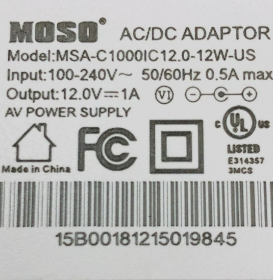 *Brand NEW* MSA-C1000IC12.0-12W-US Genuine MOSO Wall 12V 1A AC/DC Adapter Power Supply