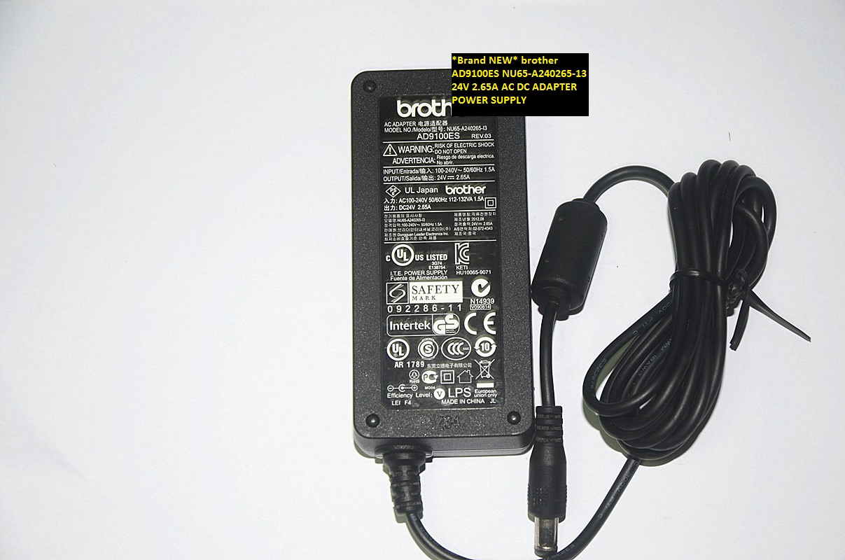 *Brand NEW* AC100-240V 50/60Hz brother AD9100ES NU65-A240265-13 24V 2.65A AC DC ADAPTER POWER SUPPLY