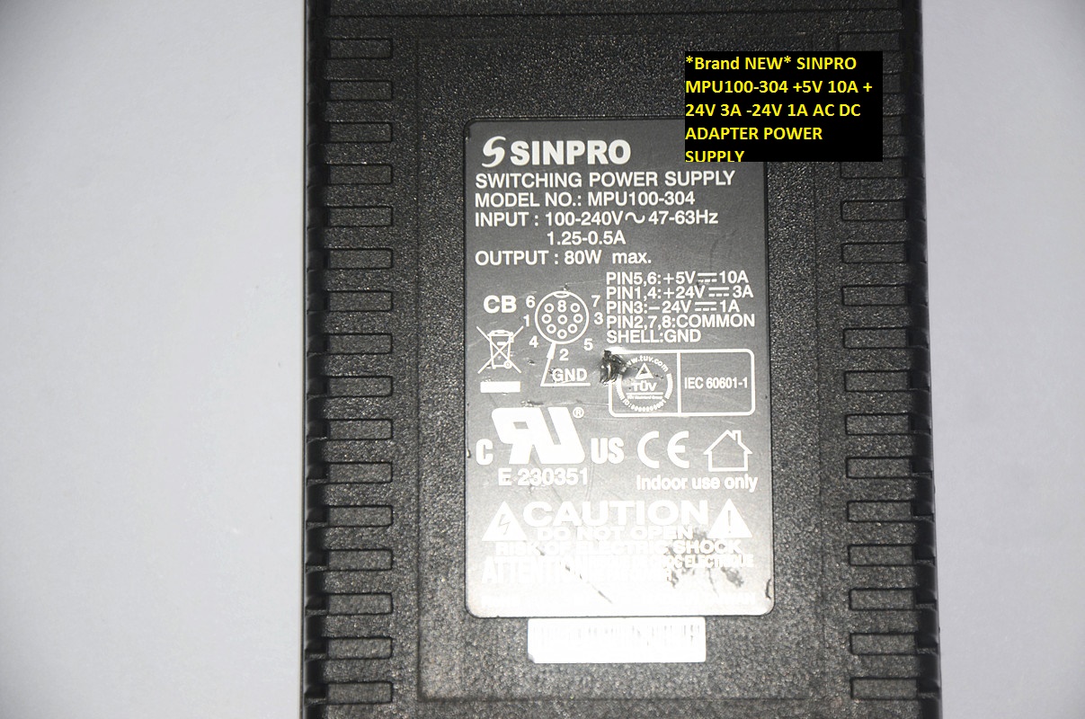 *Brand NEW* +24V 3A SINPRO +5V 10A MPU100-304 -24V 1A AC DC ADAPTER POWER SUPPLY