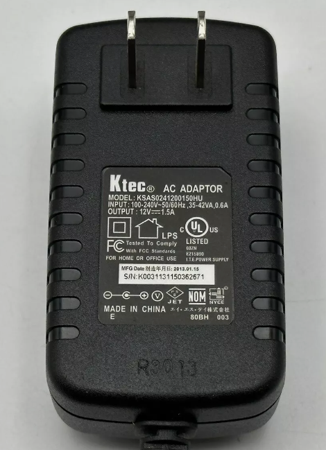 *Brand NEW*Original Ktec 12V 1.5A 18W AC Adapter KSAS0241200150HU Power Supply - Click Image to Close