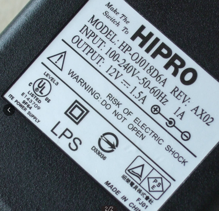 *Brand NEW*12V 12.0V 1.5A AC/DC Adapter HIPRO HP-OJ018D6A for Lacie WA-18H12 Power Supply - Click Image to Close