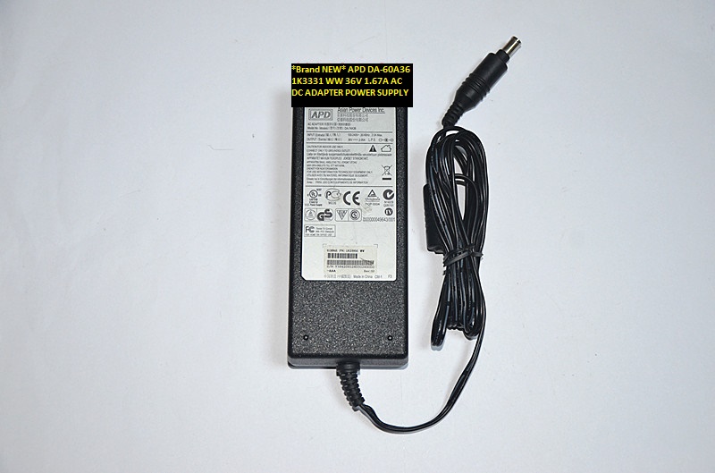 *Brand NEW* APD 1K3331 WW DA-60A36 36V 1.67A AC DC ADAPTER POWER SUPPLY