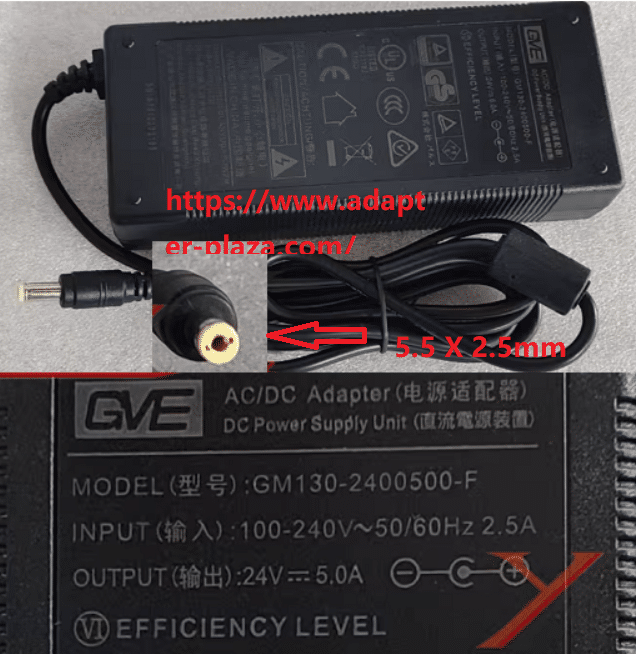 *Brand NEW*Original GVE GM130-2400500-F 24V 5A 5.5 X 2.5mm AC Adapter Power Supply
