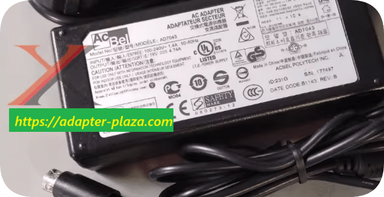 *Brand NEW*AcBel Kangshu 19V 4.74A power adapter AD7043 four-pin plug hole 90W charging cable transformer