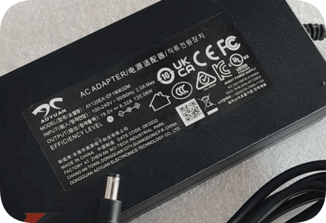 *Brand NEW*Aoyuan 19V6.32A power adapter AY120EA-ZF190632M round head DC port charging cable 120W transformer