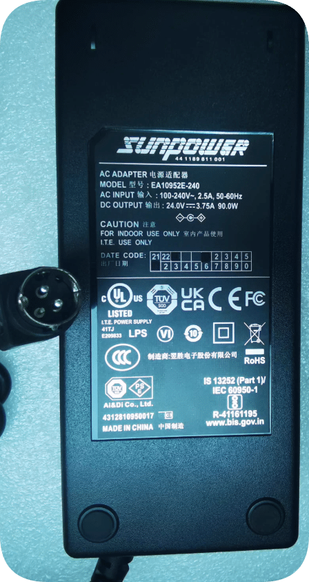 *Brand NEW*SUNPOWER 24V 3.75A 90.0W GlobTek GT-41069P9024-T3 EA10952E-240 3-Pin Adapter with LED Power Supply