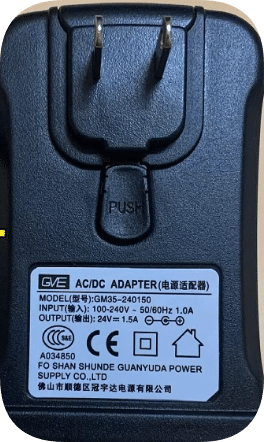 *Brand NEW* GM35-240150 Original GVE 24V 1.25A 1.5A power adapter, model: PSC30R-240 instead of PSAA30R-240