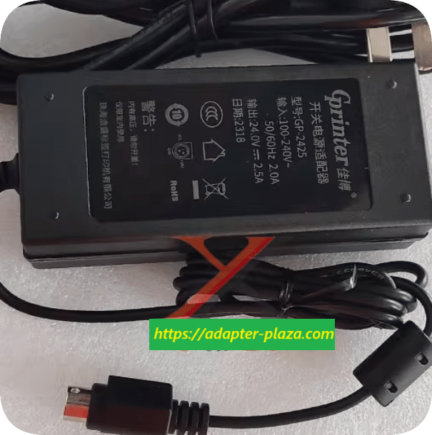 *Brand NEW*Gprinter 24V 2.5A Power Adapter GP-2425 Printer Charging Cable 3-Pin 3-Core Plug and Socket Convert